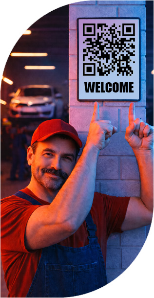 Автосервис с QR-кодом для электронной очереди